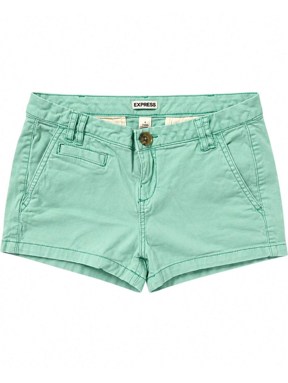 Express Women’s Mint Green Chino Shorts Size 0 Y2K Preppy Low Rise Stretch